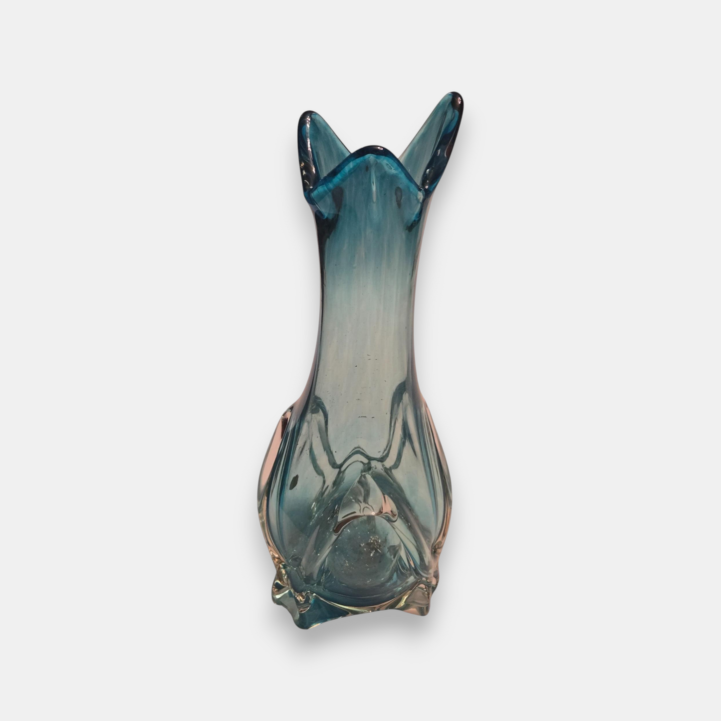 Mid-Century Large Glass Vase - Aqua