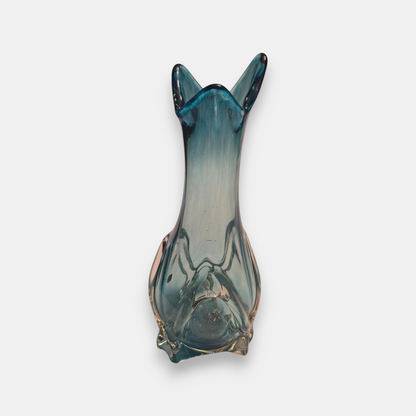 Mid-Century Large Glass Vase - Aqua
