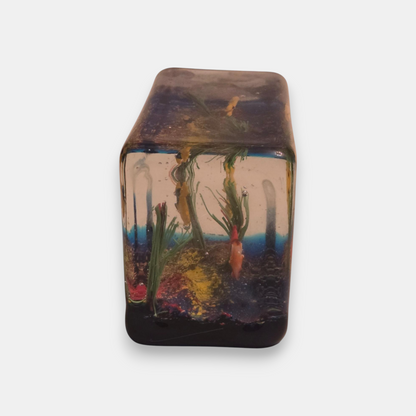 Murano-Attributed Glass Fish Aquarium Block - Multi-Colour