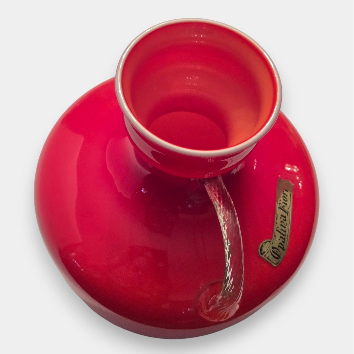 Empoli-Attributed Vintage Opalina Vase - Red