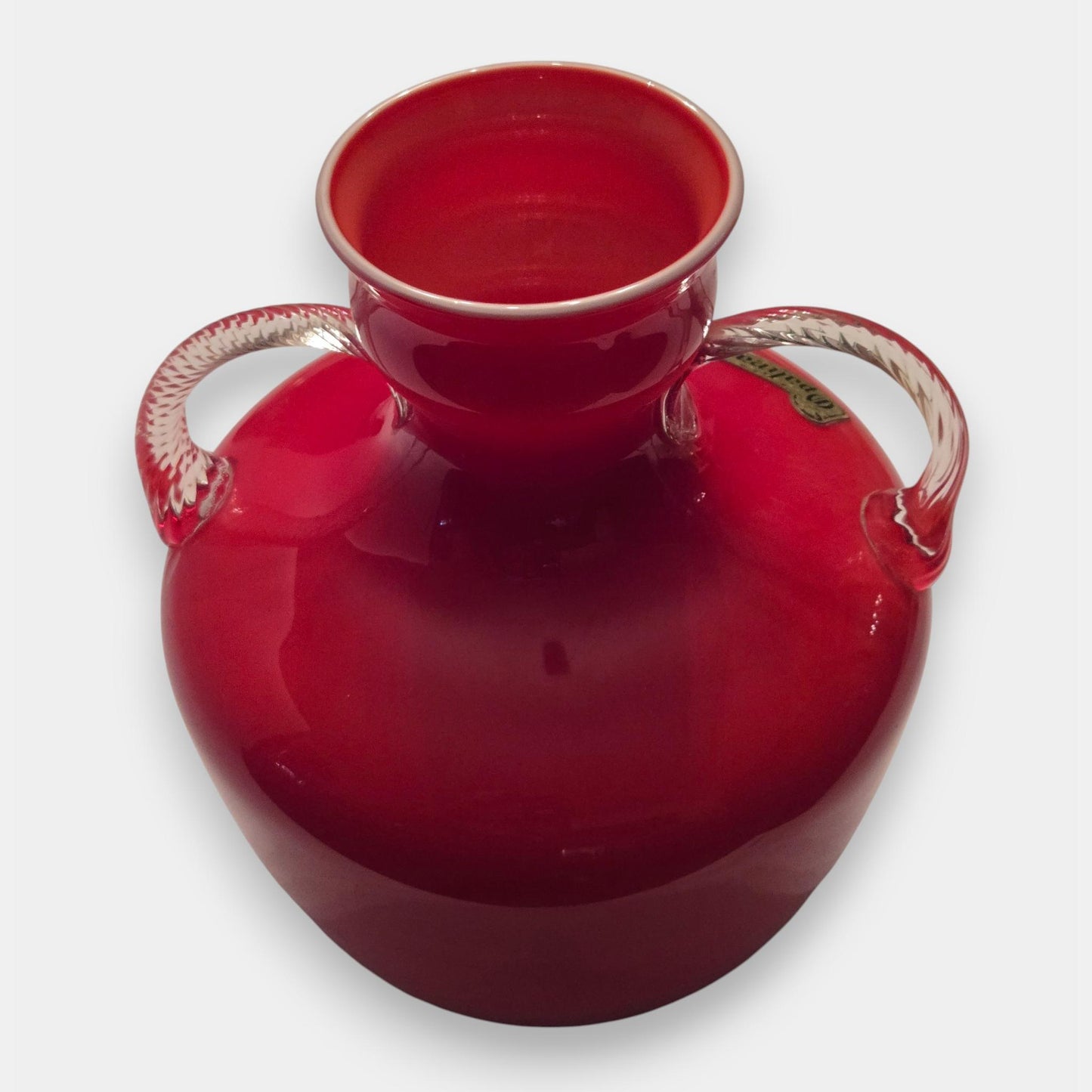 Empoli-Attributed Vintage Opalina Vase - Red