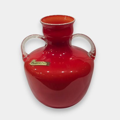 Empoli-Attributed Vintage Opalina Vase - Red