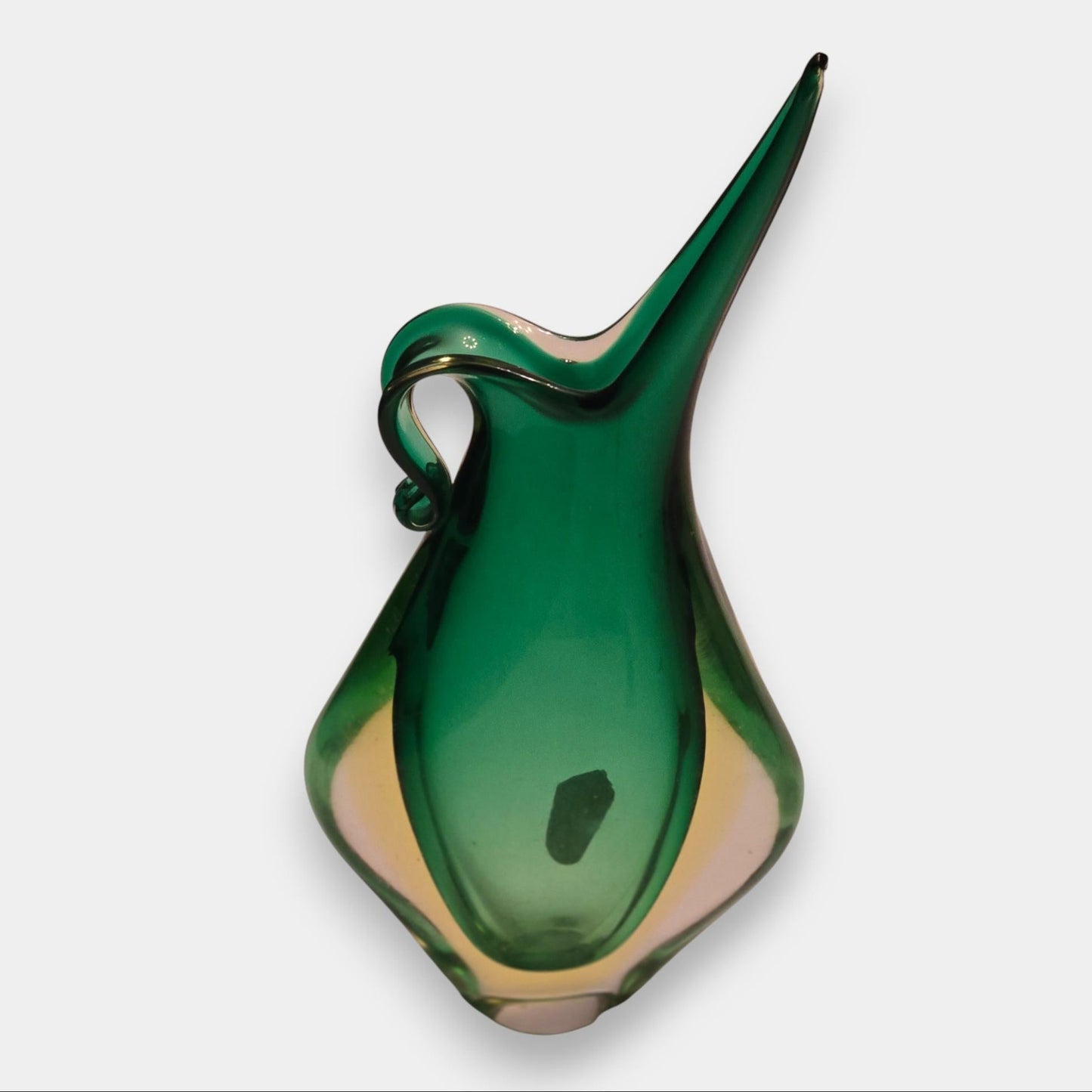 Murano-Attributed Sommerso Glass Ewer/Vase - Green