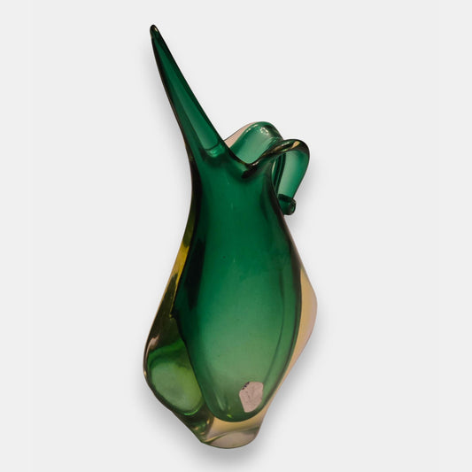 Murano-Attributed Sommerso Glass Ewer/Vase - Green