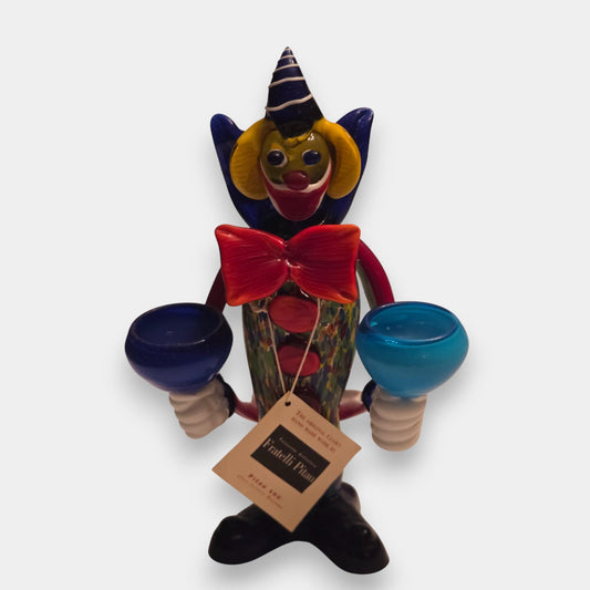 Murano-Attributed Clown Candle Holder - Multi-Colour
