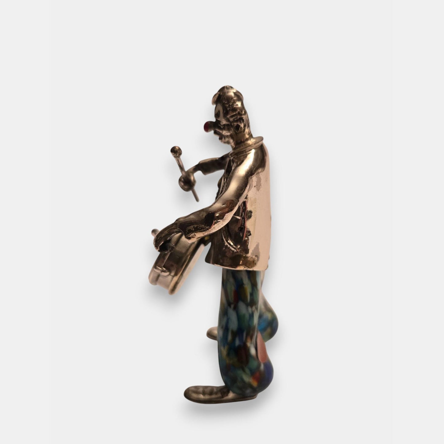 Vittorio Angini Murano Silver and Glass Clown Figurine Set of 6 - Multi-Colour