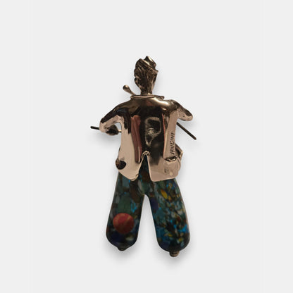 Vittorio Angini Murano Silver and Glass Clown Figurine Set of 6 - Multi-Colour