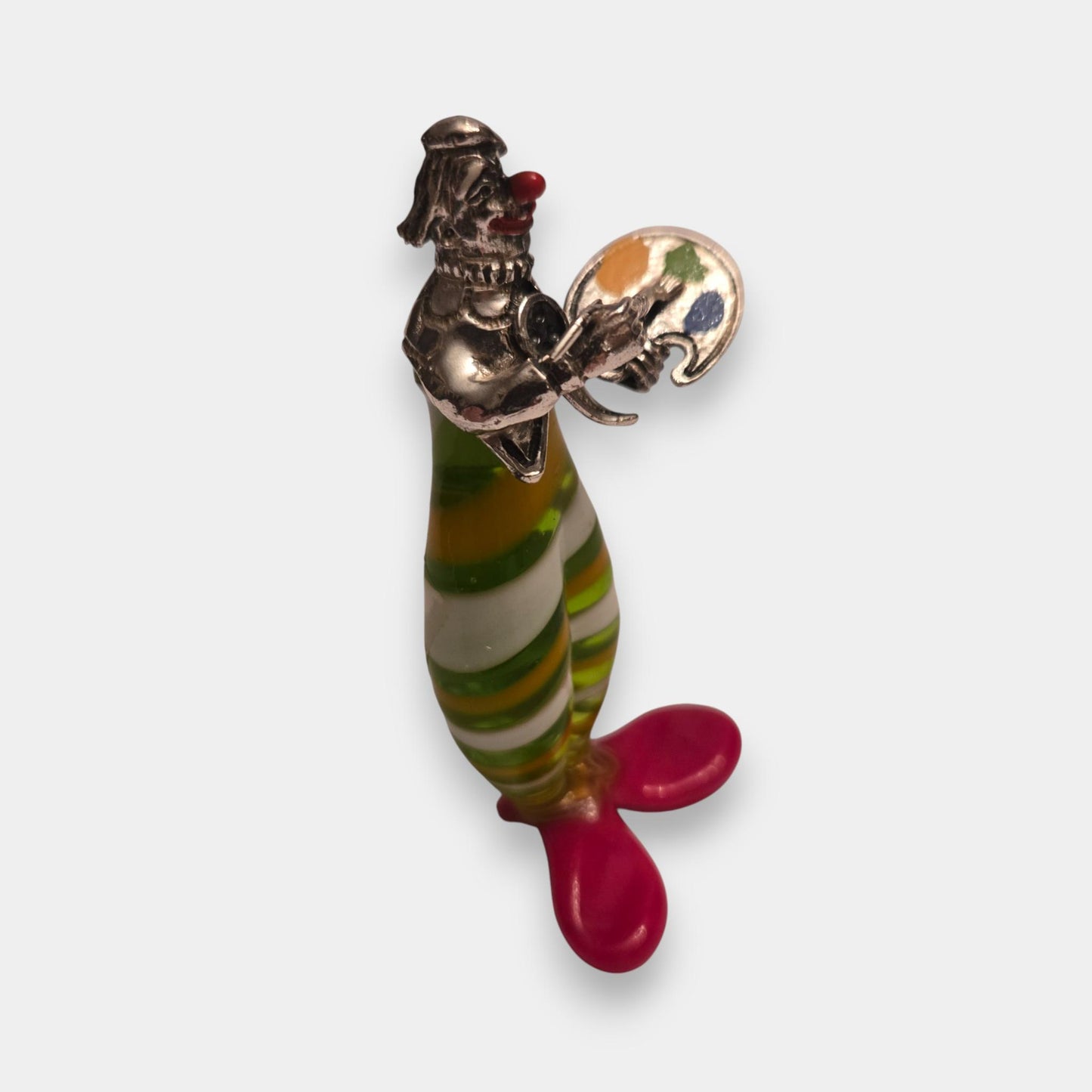 Vittorio Angini Murano Silver and Glass Clown Figurine Set of 6 - Multi-Colour