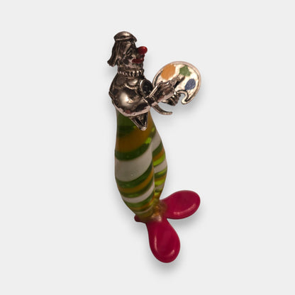 Vittorio Angini Murano Silver and Glass Clown Figurine Set of 6 - Multi-Colour