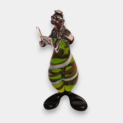 Vittorio Angini Murano Silver and Glass Clown Figurine Set of 6 - Multi-Colour