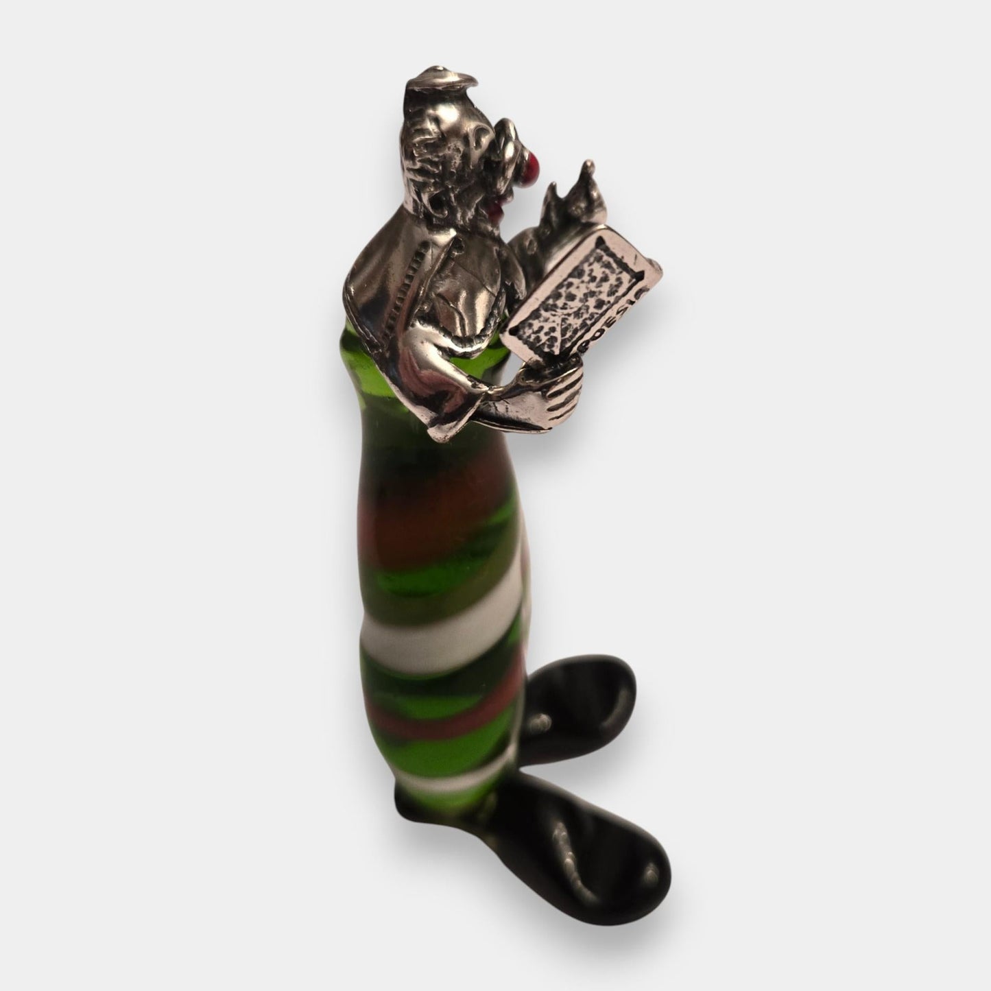 Vittorio Angini Murano Silver and Glass Clown Figurine Set of 6 - Multi-Colour