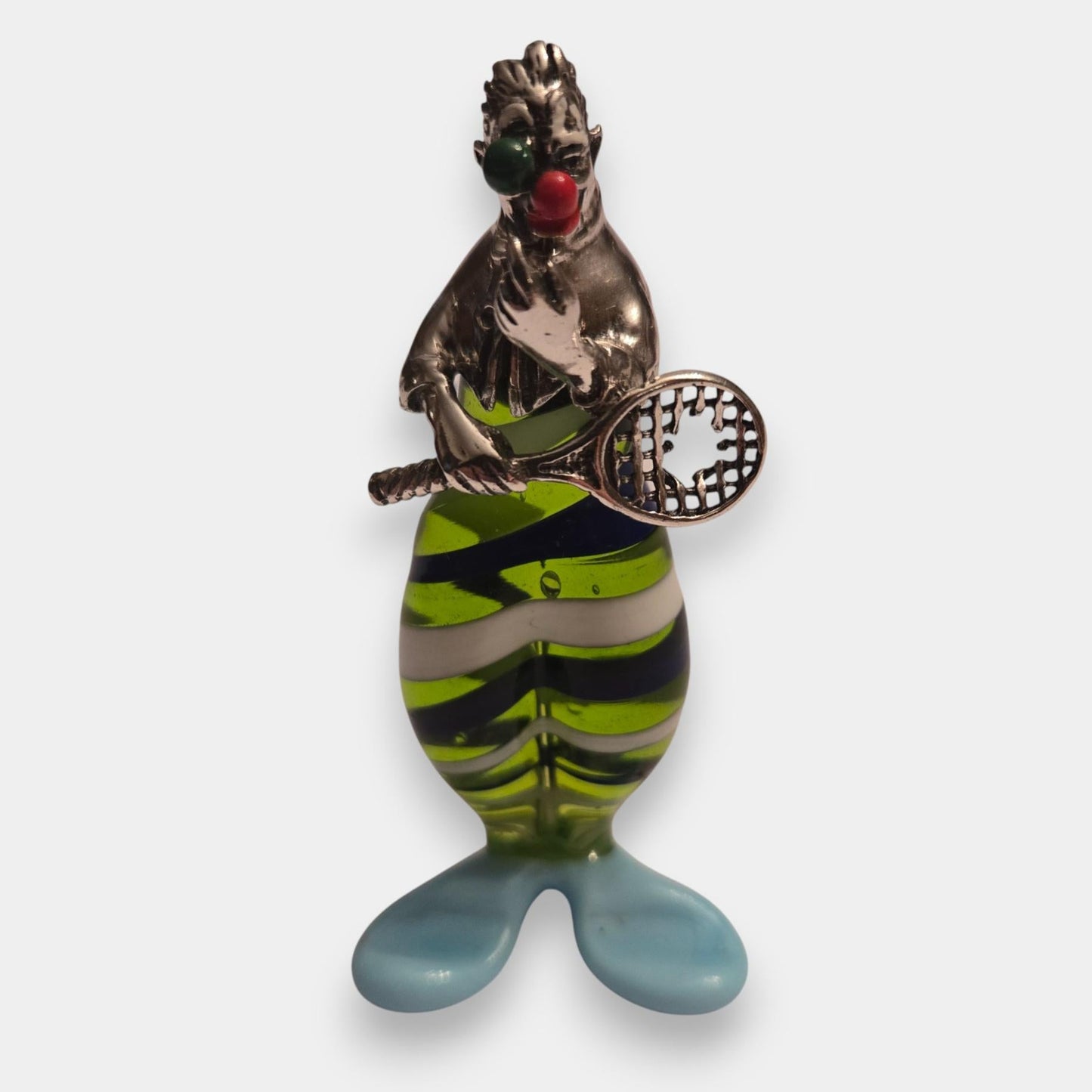 Vittorio Angini Murano Silver and Glass Clown Figurine Set of 6 - Multi-Colour