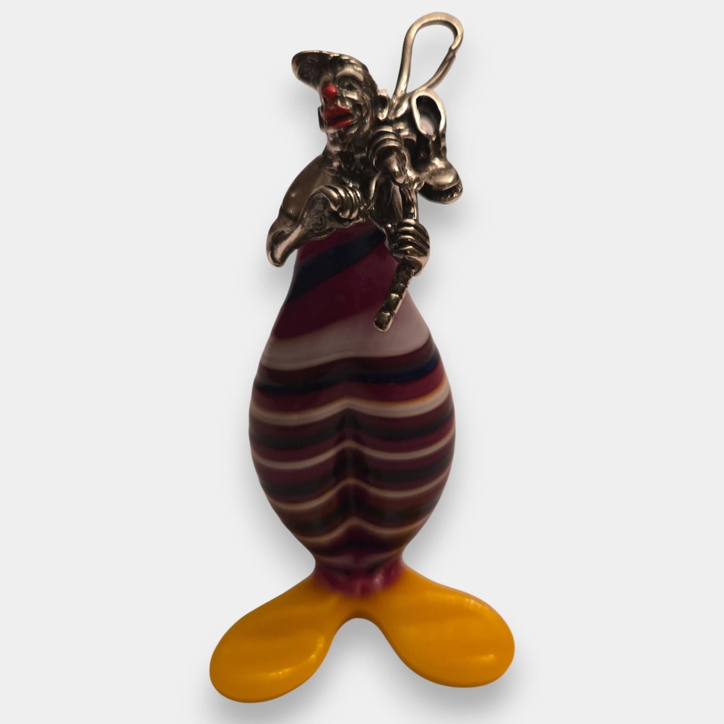 Vittorio Angini Murano Silver and Glass Clown Figurine Set of 6 - Multi-Colour