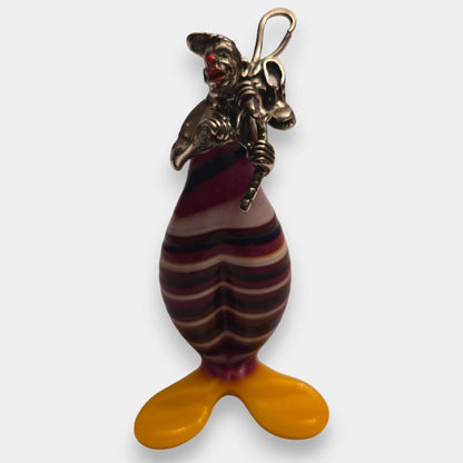 Vittorio Angini Murano Silver and Glass Clown Figurine Set of 6 - Multi-Colour