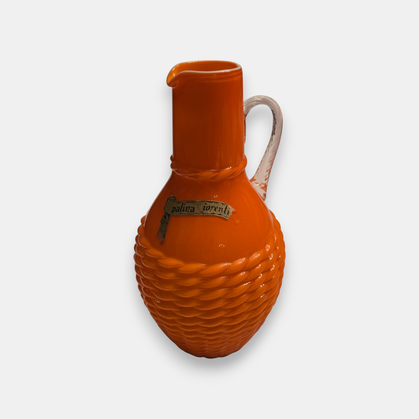 Empoli-Attributed Ompoli Opalina Fiorentina Glass Jug/Vase - Orange