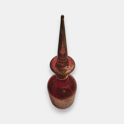 Empoli-Attributed Antique Vintage Glass Decanter Bottle - Red