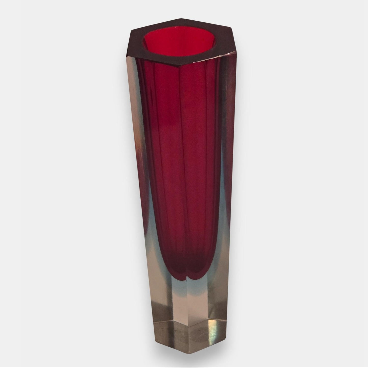 Murano Faceted Sommerso Glass Vase - Multi-Colour