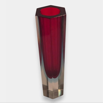 Murano Faceted Sommerso Glass Vase - Multi-Colour