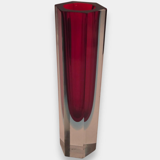 Murano Faceted Sommerso Glass Vase - Multi-Colour