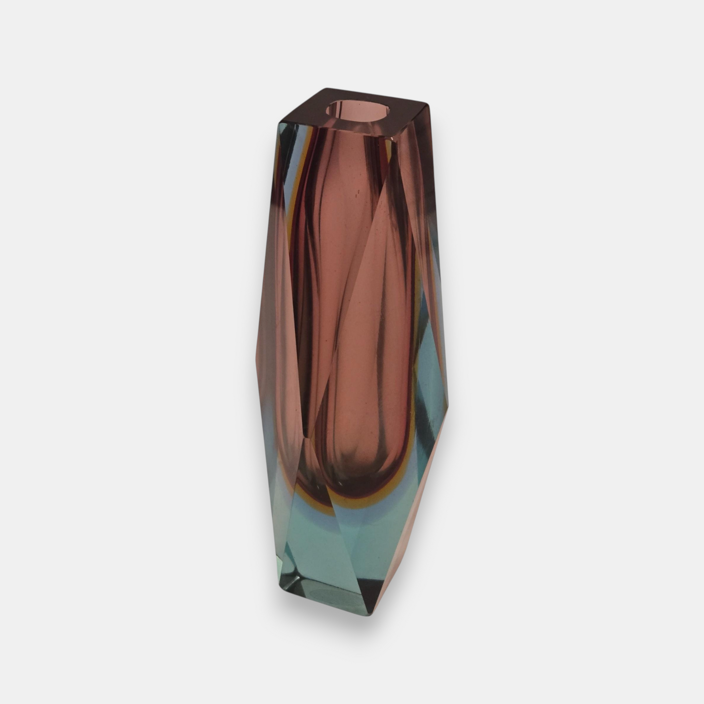 Faceted Sommerso Murano-Attributed Glass Vase - Violet