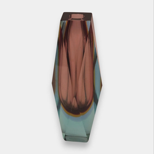 Faceted Sommerso Murano-Attributed Glass Vase - Violet