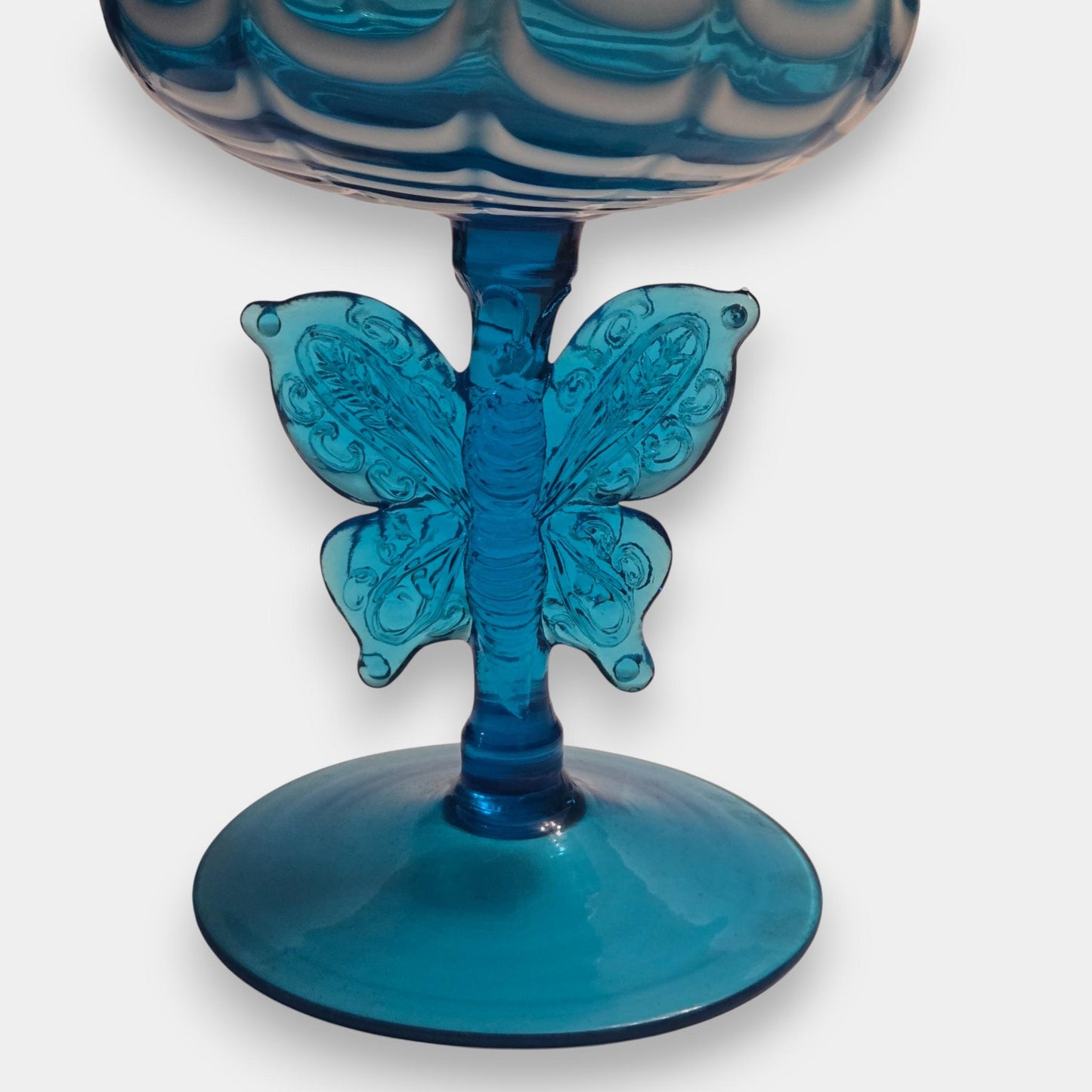 Val Saint Lambert-Attributed Vintage Venetian Hand Blown Glass Ewer/Pitcher - Blue