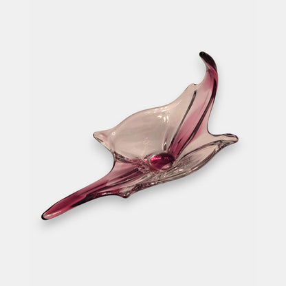 Vintage Murano-Attributed Glass Centrepiece - Cranberry