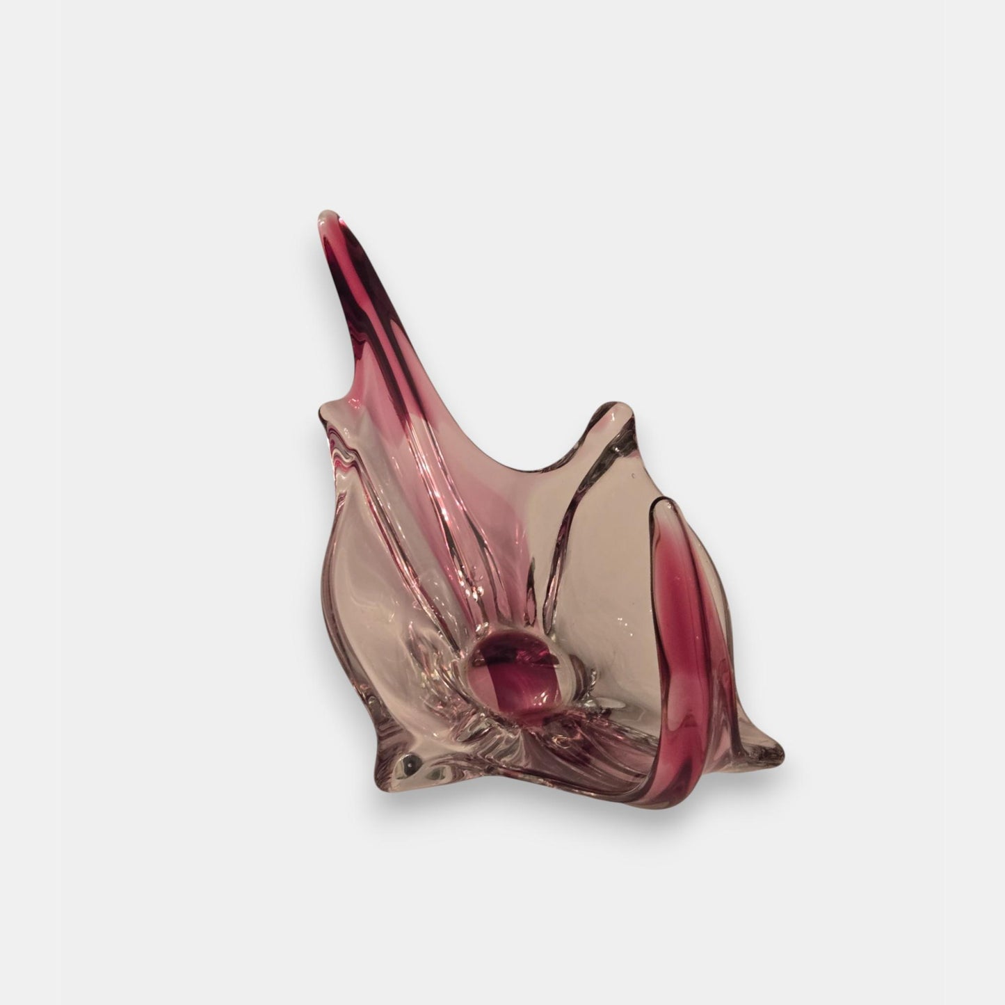 Vintage Murano-Attributed Glass Centrepiece - Cranberry