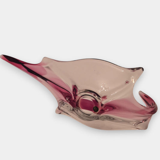 Vintage Murano-Attributed Glass Centrepiece - Cranberry