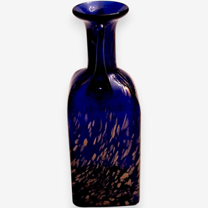 Vintage Joska Crystal Vase With Rose Gold Speckles - Blue