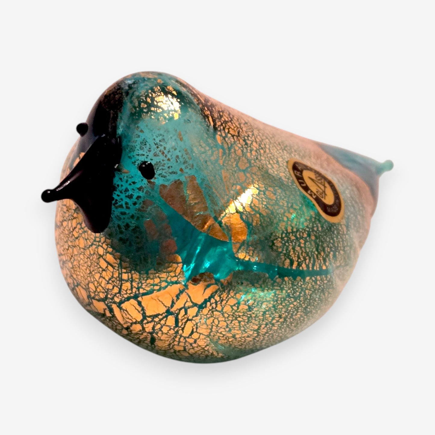 Murano-Attributed  24k Gold Leaf Glass Birds Set of 5 - Multi-Colour