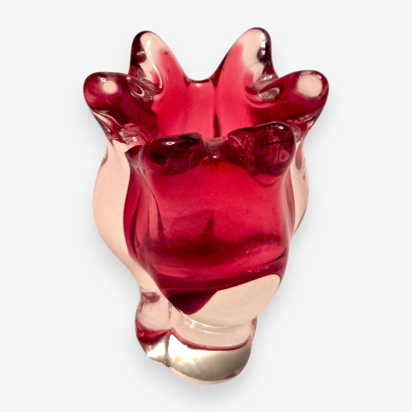 Chribska Vintage Hand Blown Bohemian Glass Vase/Bowl Set of 4 - Cranberry