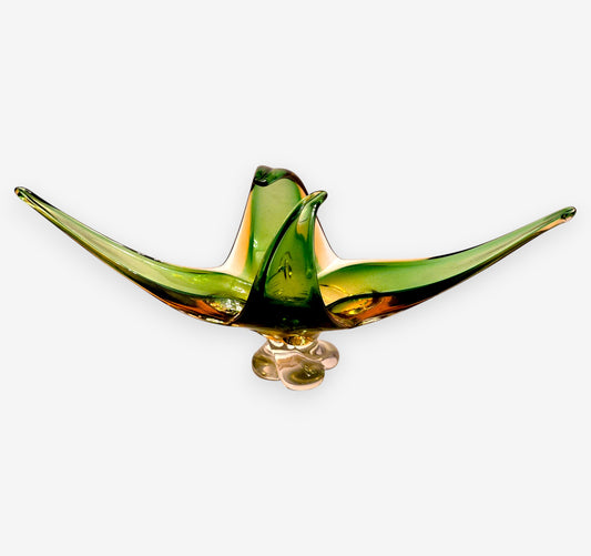 Murano-Attributed Fratelli Tosco Vintage Glass Centrepiece Vase - Green