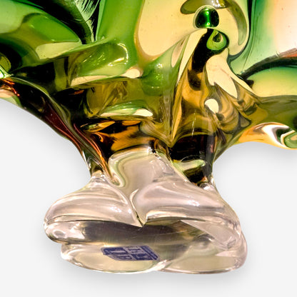 Murano-Attributed Fratelli Tosco Vintage Glass Centrepiece Vase - Green