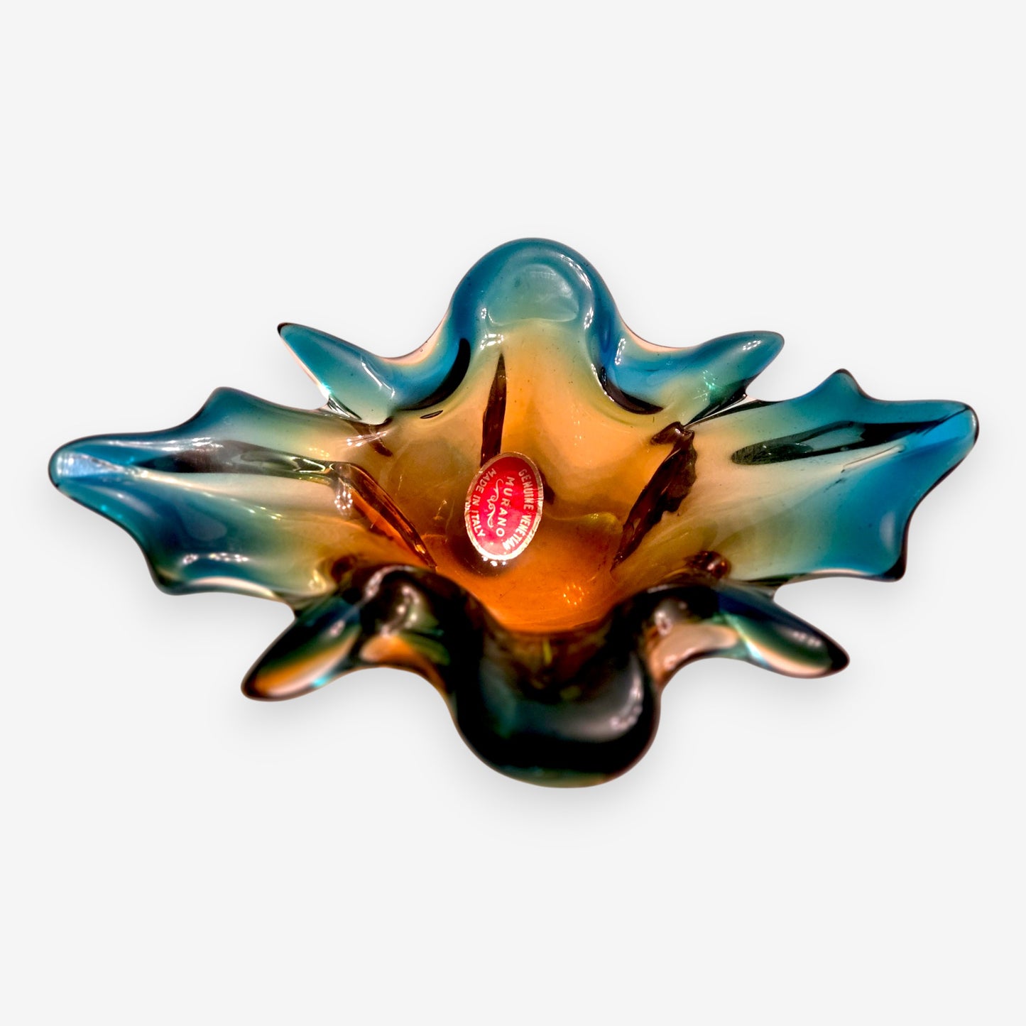 Murano-Attributed Vintage Flower Glass Bowl - Multi-Colour