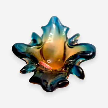 Murano-Attributed Vintage Flower Glass Bowl - Multi-Colour