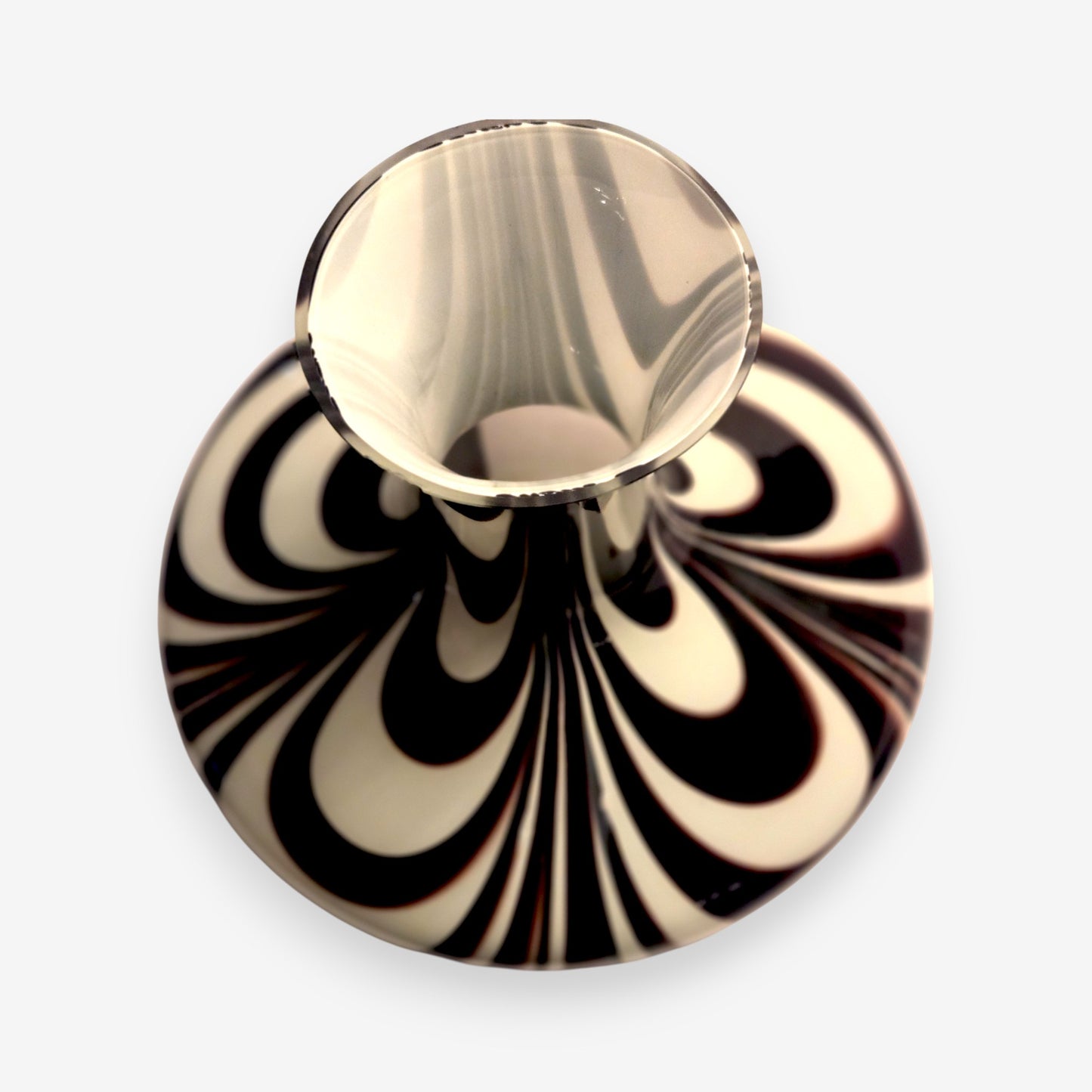 Carlo Moretti Murano-Attributed Glass Vase with Swirls - Brown