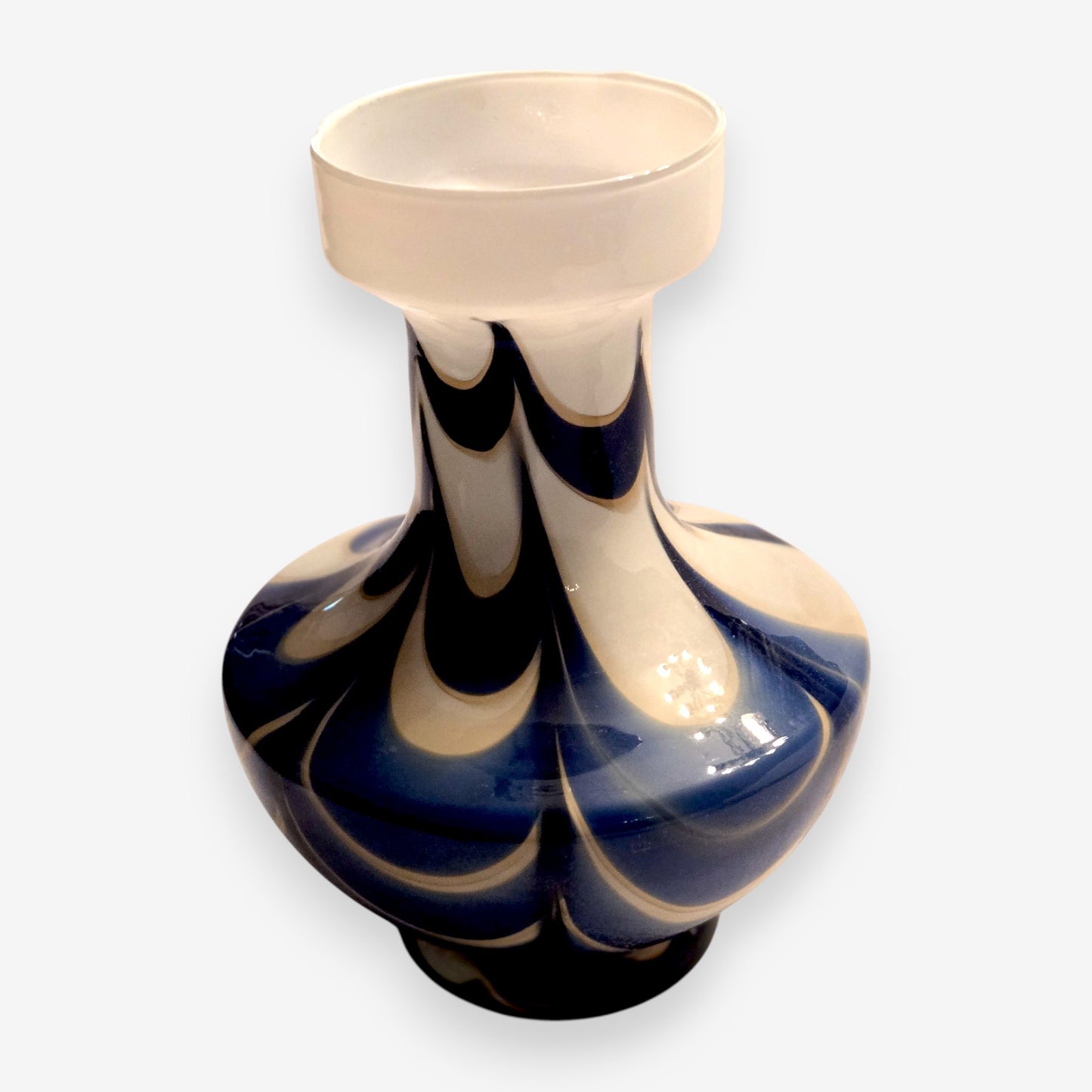 Carlo Moretti Murano-Attributed Vintage Opaline Glass Vase - Blue