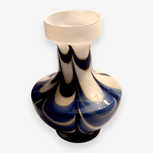 Carlo Moretti Murano-Attributed Vintage Opaline Glass Vase - Blue