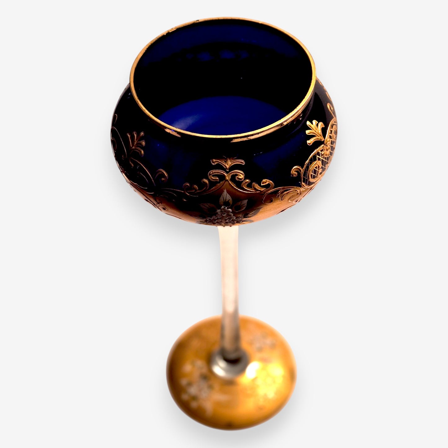 Murano-Attributed Bohemian Crystal Glass Goblet - Blue