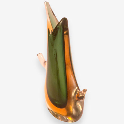 Murano-Attributed Vintage Sommerso Glass Vase - Green