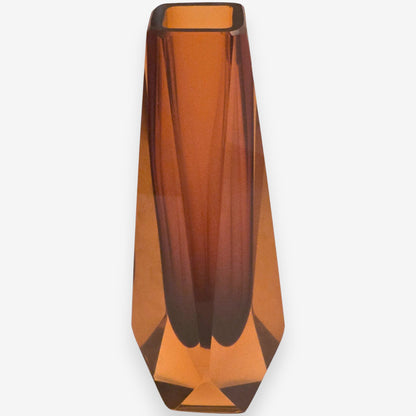 Murano-Attributed Sommerso Faceted Glass Vase - Brown