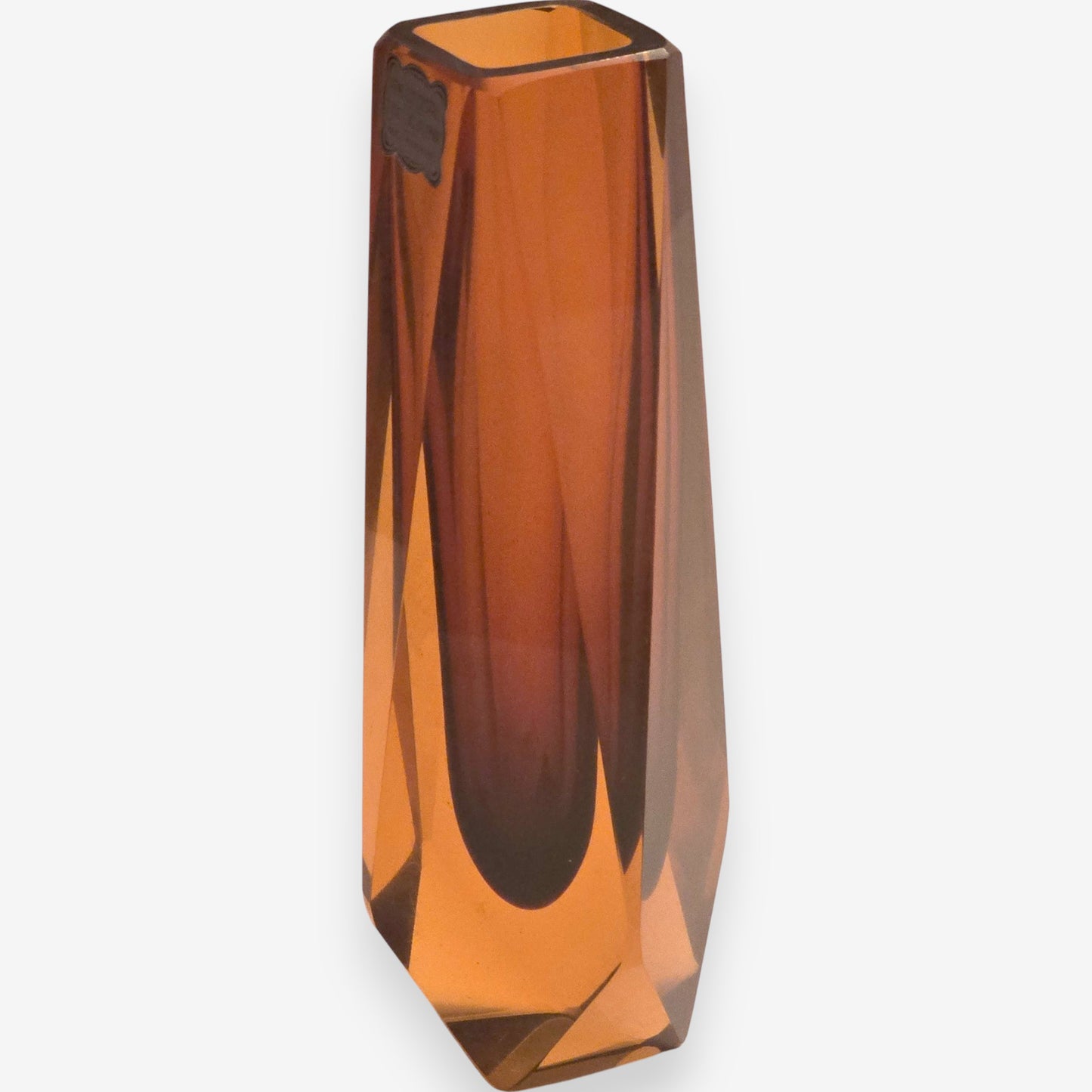 Murano-Attributed Sommerso Faceted Glass Vase - Brown