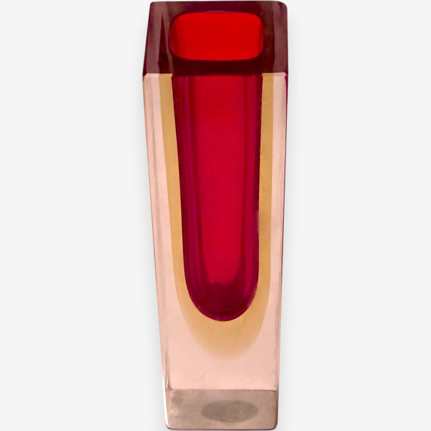 Murano-Attributed Vintage Faceted Sommerso Vase - Red