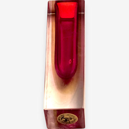 Murano-Attributed Vintage Faceted Sommerso Vase - Red