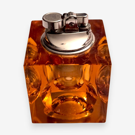 Murano-Attributed Antonio Imperatore Vintage Glass Lighter - Orange