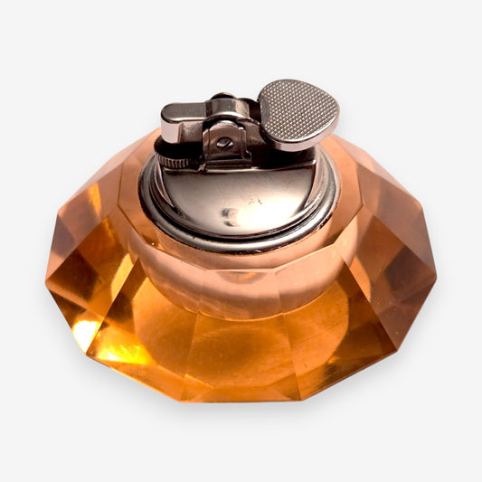 Murano-Attributed Antique Crystal Glass Table Lighter - Pink