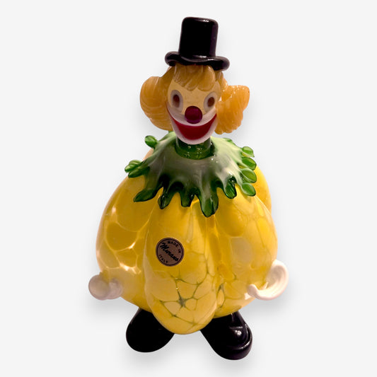 Murano-Attributed Hand Blown Vintage Lemon Glass Clown - Yellow