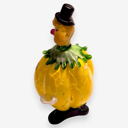 Murano-Attributed Hand Blown Vintage Lemon Glass Clown - Yellow