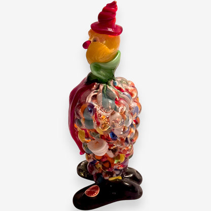 Murano-Attributed Hand Blown Vintage Red Hat Glass Clown - Multi-Colour
